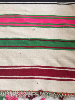 Vintage 1960s Moroccan Flat-Weave Rug, Ethnic Textile Handira