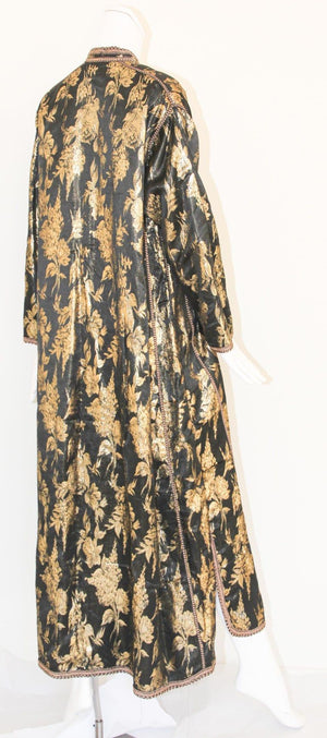 Vintage Moroccan Caftan, Black and Gold Embroidered, ca. 1960s