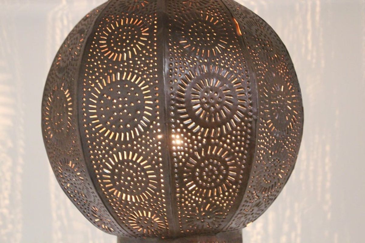 Handcrafted Moroccan Metal Orb Pendant, North Africa