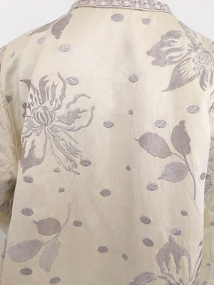 1960's Vintage Moroccan Caftan with Silver Metallic Floral Silk Brocade