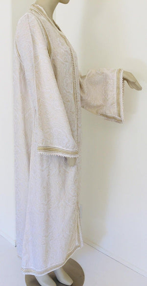 Moroccan White Kaftan Maxi Dress Caftan Size Large