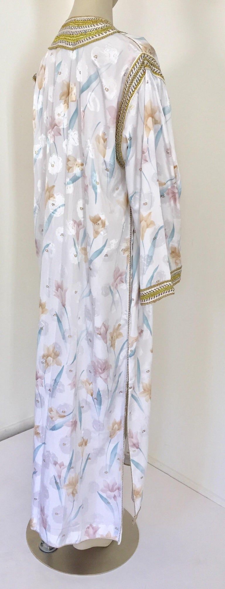 Vintage Moroccan White Kaftan Maxi Dress Caftan Size Large