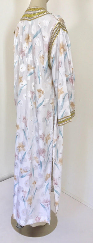 Vintage Moroccan White Kaftan Maxi Dress Caftan Size Large