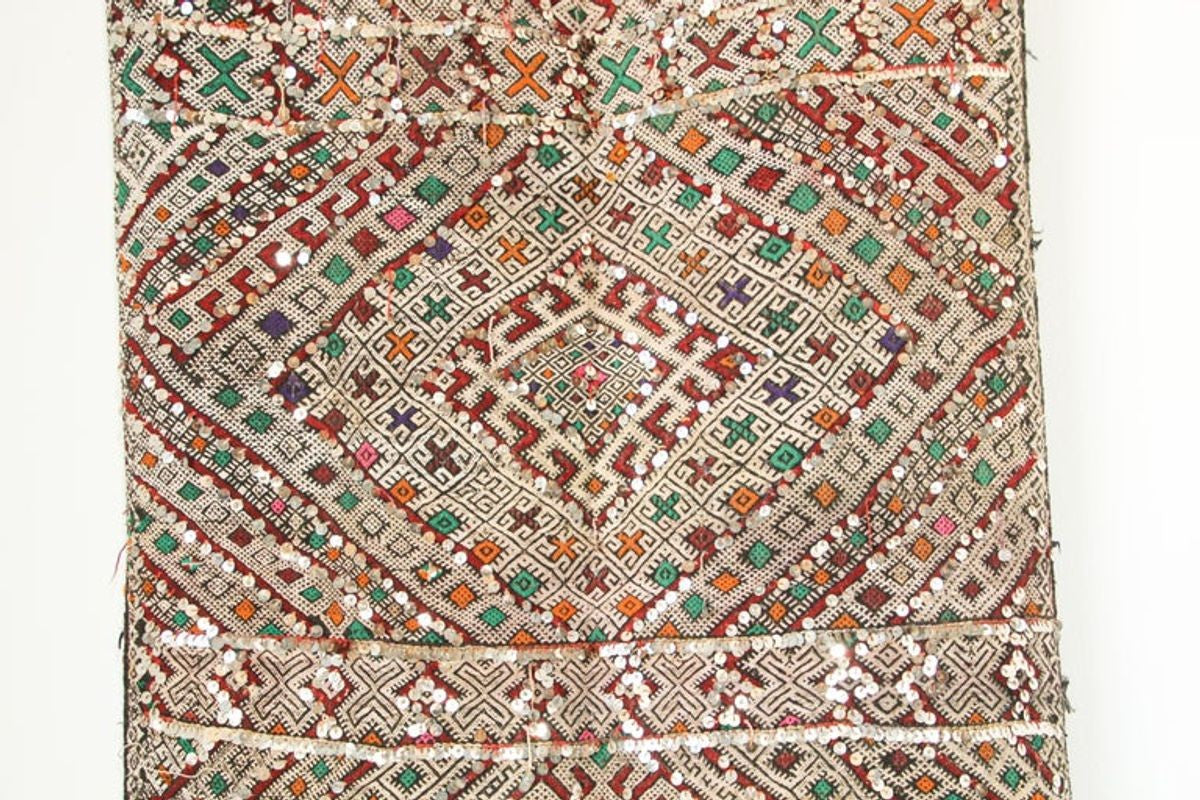 1950s Authentic Moroccan African Tuareg Wedding Runner Rug 15.5 ft long