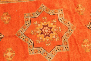1960s Moroccan Vintage Orange Color Tribal African Pile Rug
