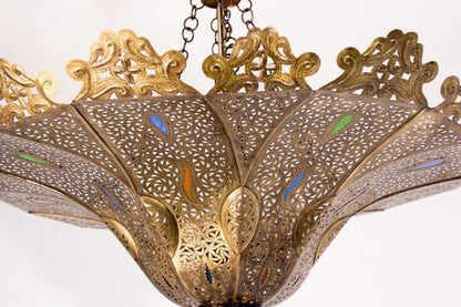 Moroccan Moorish Brass Pasha Chandelier