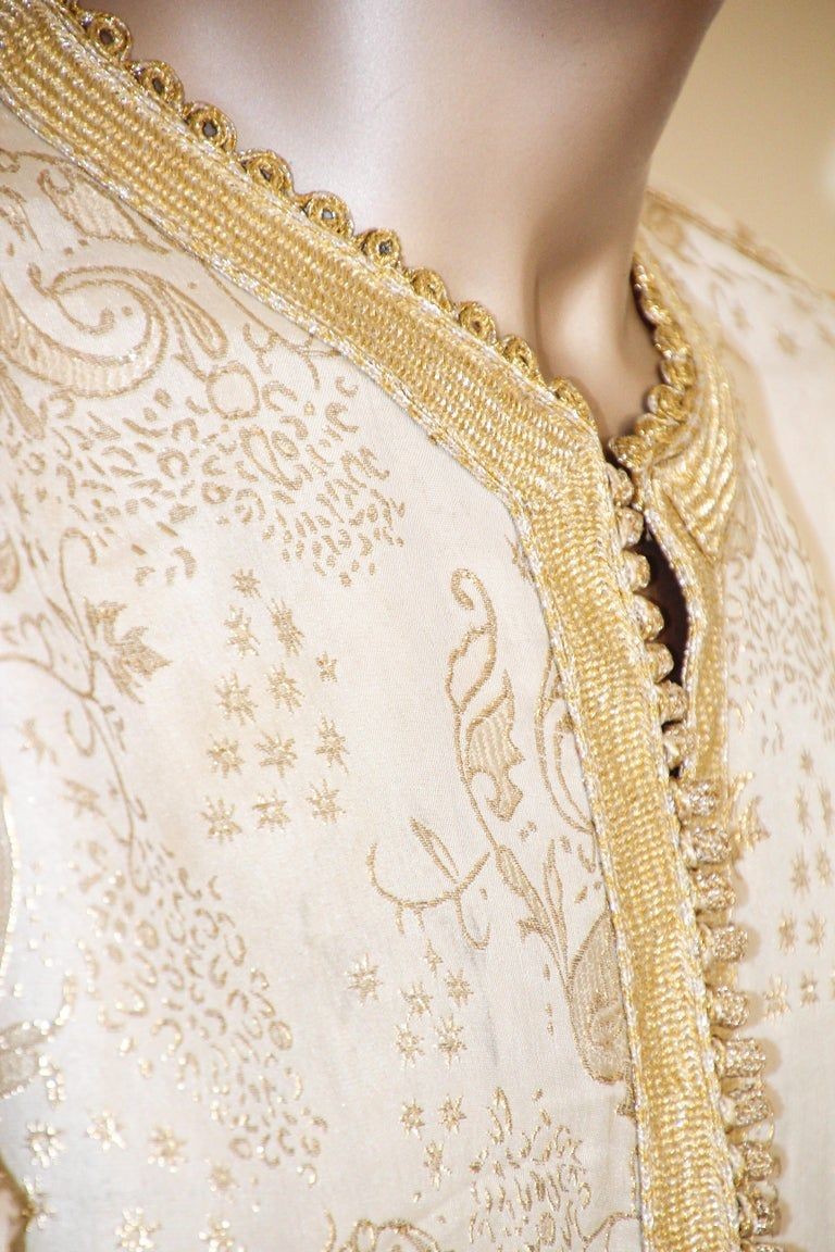 Moroccan Vintage Kaftan Gentleman Silver and Gold Caftan, circa 1970