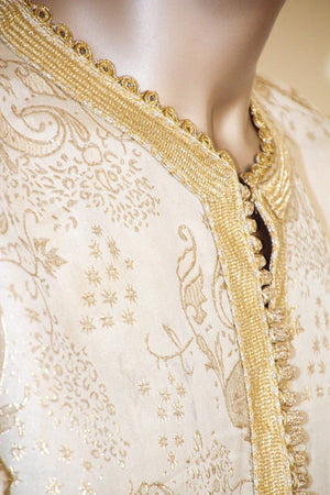 Moroccan Vintage Kaftan Gentleman Silver and Gold Caftan, circa 1970