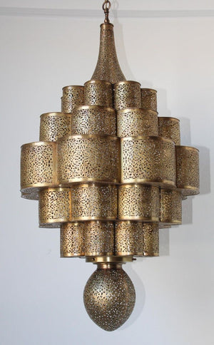 Moroccan Moorish Alhambra Brass Chandelier