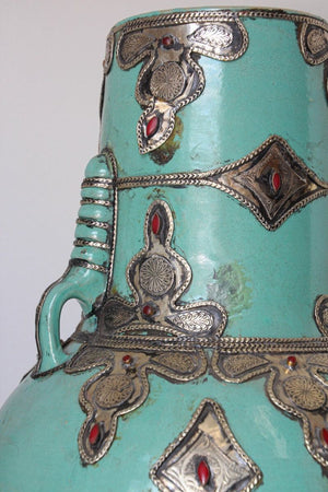 Handcrafted Large Moorish Ceramic Vases with Handles