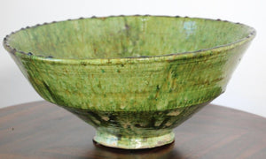 Moroccan Berber Tamgroute Terracotta Green Glazed Bowl