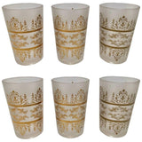 Set of Six Moorish White Frosted and Gold Glasses