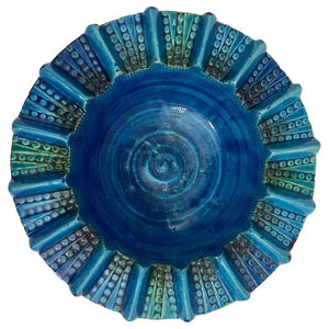 Aldo Londi Blue Ceramic Ashtray Handcrafted in Italy