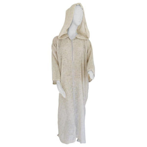 1970 Moroccan Hooded Caftan White and Blue Linen Djellabah Kaftan