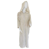 1970 Moroccan Hooded Caftan White and Blue Linen Djellabah Kaftan