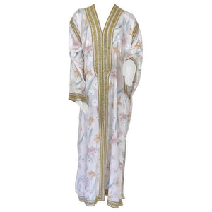 Vintage Moroccan White Kaftan Maxi Dress Caftan Size Large