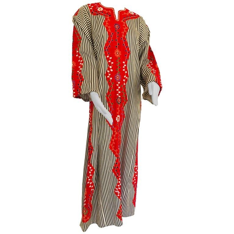 Vintage Middle Eastern Ethnic Caftan, Kaftan Maxi Dress