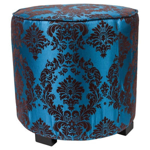 Contemporary Royal Blue Upholstered Round Stools