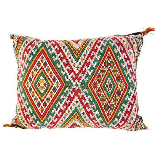 Handwoven Moroccan Berber Throw Pillow, Wool, Geometric Design, 1960