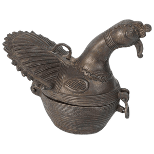 Peacock Sculpture Patinated Bronze Box Islamic Art Mughal India