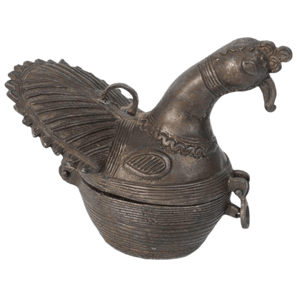 Peacock Sculpture Patinated Bronze Box Islamic Art Mughal India
