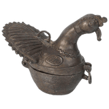 Patinated Bronze Bird Peacock Box India 1900s Folk Art