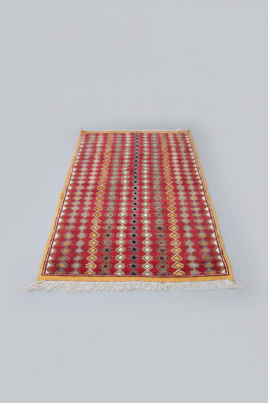 1980s Vintage Moroccan Boujad Hand-Woven Tribal Rug