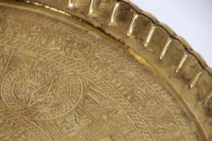 Middle Eastern Egyptian Antique Round Brass Tray 17 in.