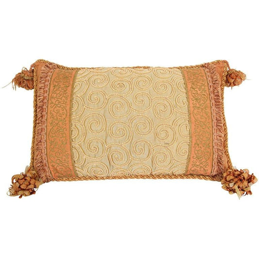 Moorish Style Decorative Throw Pillow by John Richard, Gold Silk, 1980