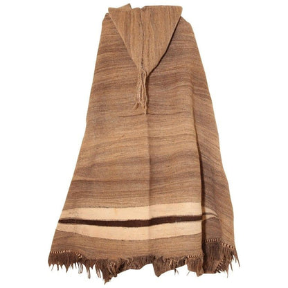 1950s Moroccan Burnous Wool Cape by Berber Tribes, Hand-Woven Art