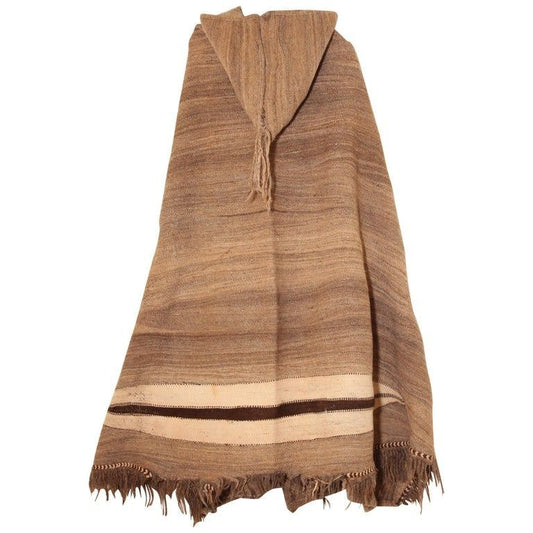 1950s Moroccan Burnous Wool Cape by Berber Tribes, Hand-Woven Art