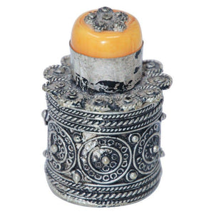 Handcrafted Silvered Metal Kohl Box, Berber Design, Algeria, 1950s
