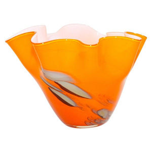 Murano Art Glass Venetian Fulvio Bianconi Vase Orange Freeform Handkerchief