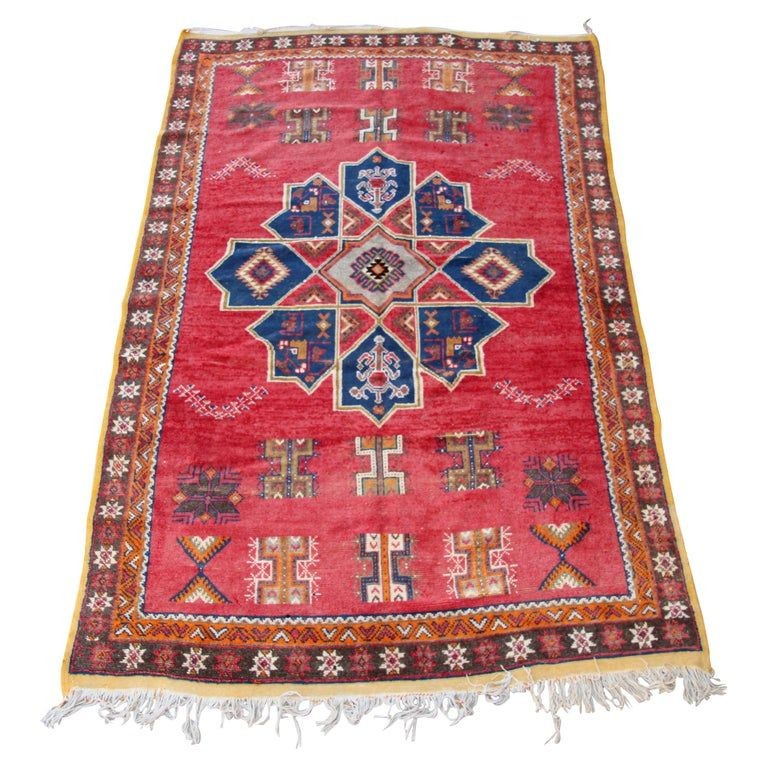 1960s Moroccan Vintage Hand-Woven Berber Rug