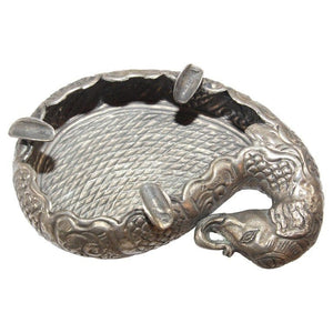 Mughal Indian Raj Style Elephant Shape Silver Ashtray