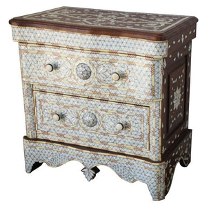 White Inlay Moorish Moroccan Nightstand Dresser