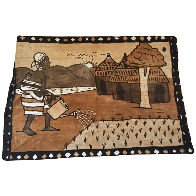 Vintage Korhogo Handwoven Mud Cloth Textile Ivory Coast Africa Folk Art