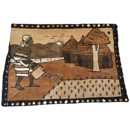 Vintage Korhogo Handwoven Mud Cloth Textile Ivory Coast Africa Folk Art