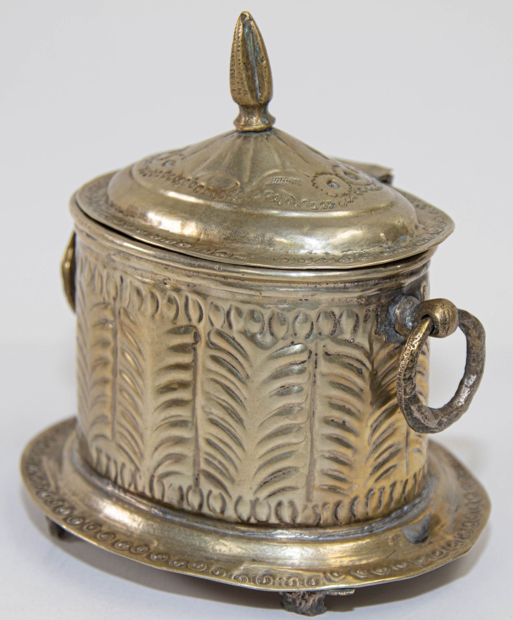 Antique Moroccan Silver Plated Tea Caddy Footed Candy Box E mosaik
