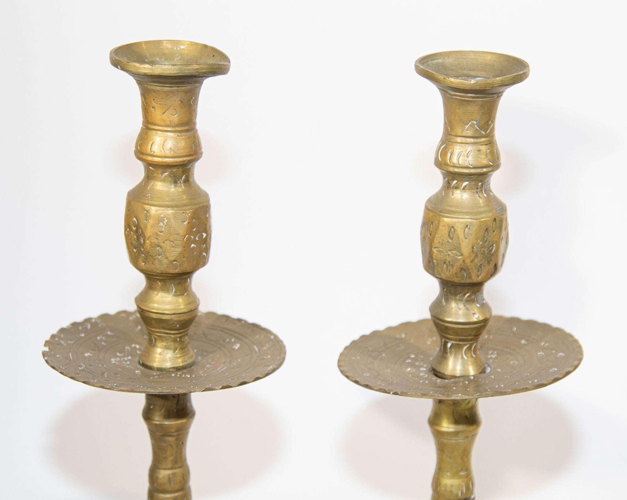 Solid Brass Vintage Moroccan Candle Holder a Pair 1950's