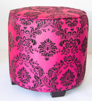 Pair of Modern Fuchsia and Black Moroccan Stools