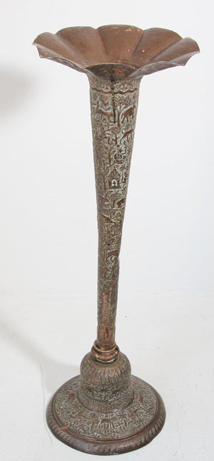 Antique Copper Vase with Hindu Scenes, 19th Century