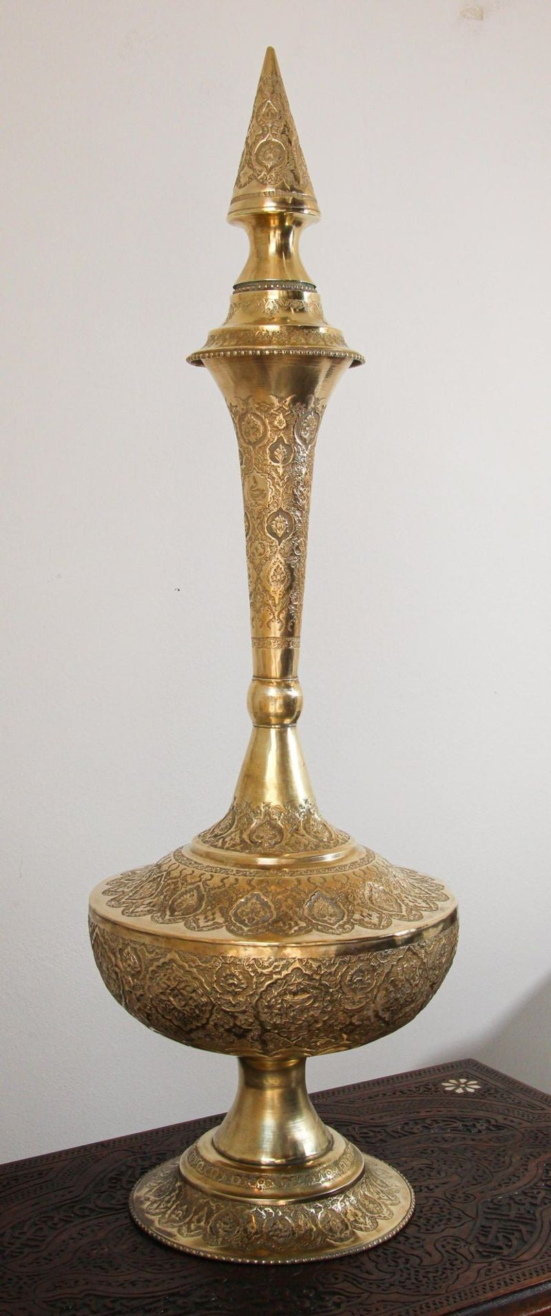 Vintage Indian Etched Brass Urn Form Lamp – The Antique And