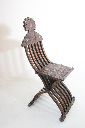 Moorish 19th Century Folding Chair Inlaid