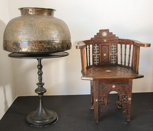 Large Fine Antique Islamic Inlaid Indo-Persian Copper Mughal Vessel