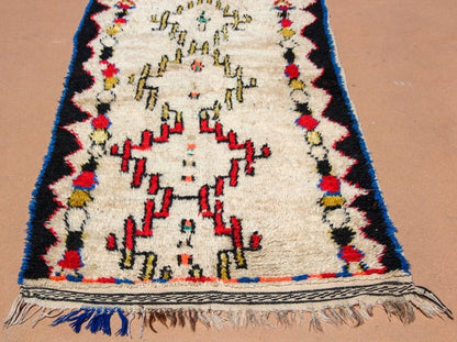 Mid-Century Modern Azilal Tribal Rug, Hand-Woven Wool, Morocco, 1960s