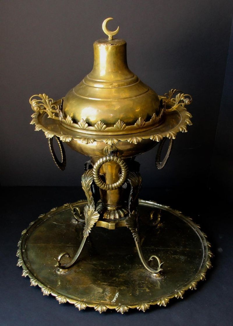 Antique Large Arabian Polished Brass Incense Burner Islamic Moorish Style 19th c