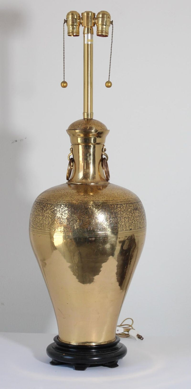 Vintage Genie in the Lamp, Brass with Floral Colored Lacquered