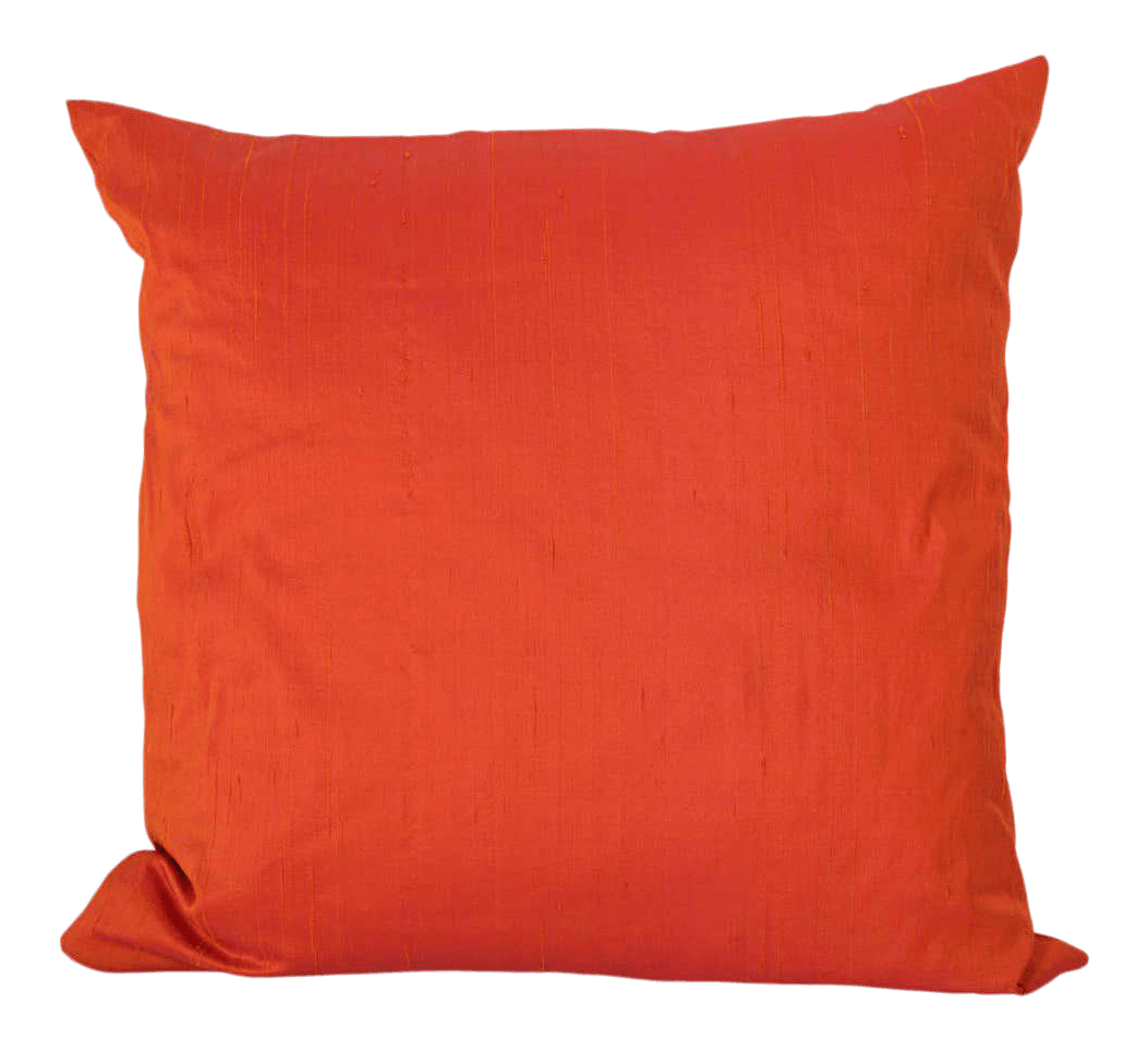 Decorative Burnt Orange Raw Silk Throw Pillow
