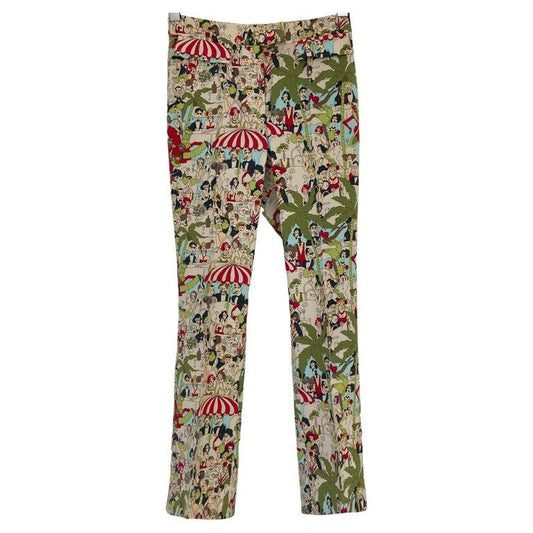 John Galliano Vintage Cafe Society Print Pants, Trousers, 1999